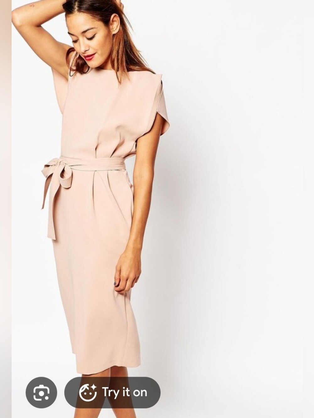 ASOS midi dress, tan color, size 8